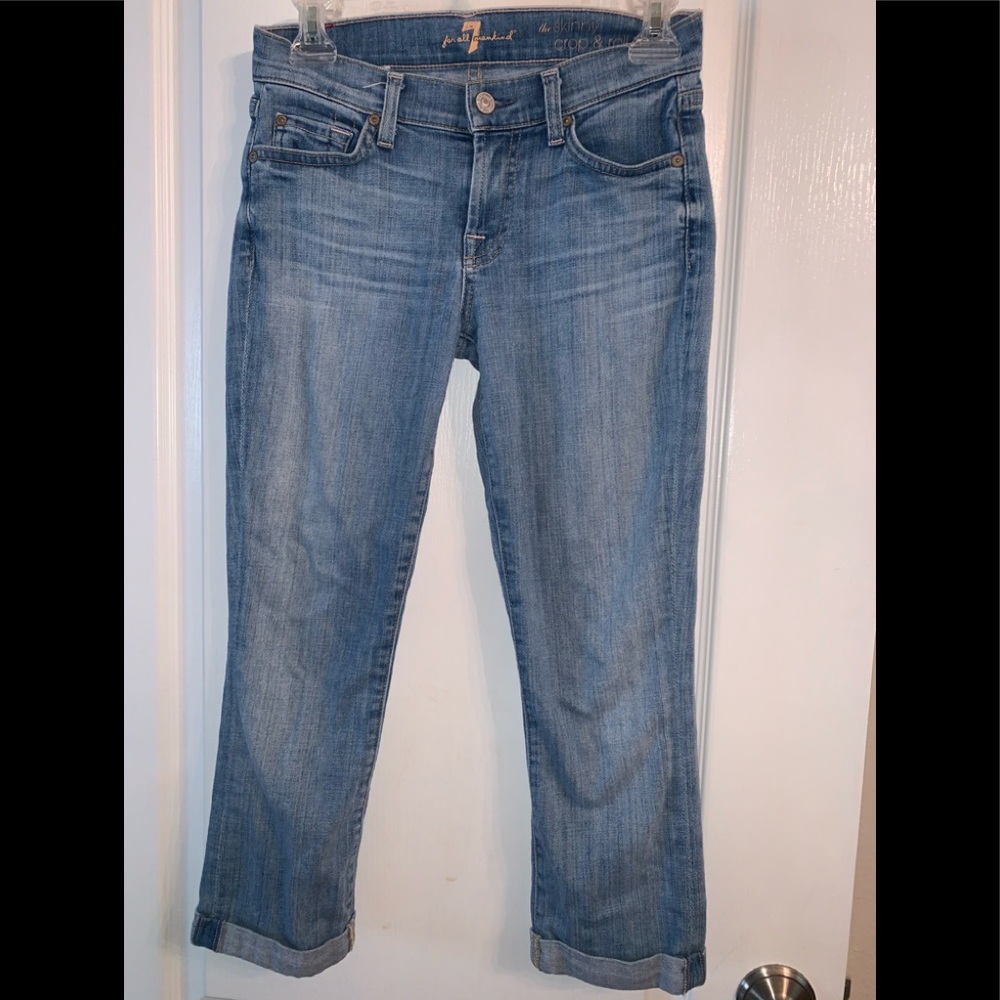 7 For All Mankind Jeans: Skinny Crop & Roll: Sz 25